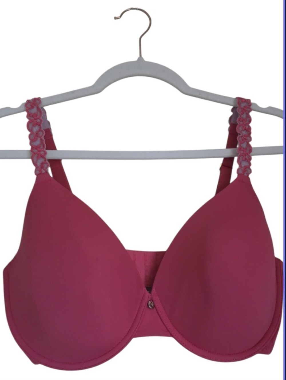 natori feathers plunge t-shirt bra magenta fuchsia pink lace straps 34ddd 34f